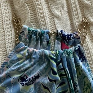 Lilly Pulitzer Blue and Green Chain Strap Halter